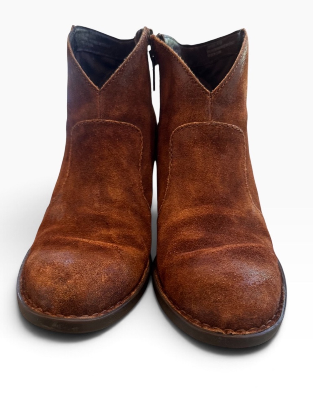 Born Women Brown Suede Leather Western Ankle Booties Side Zip Size 7.5 M 👢 - Picture 3 of 6